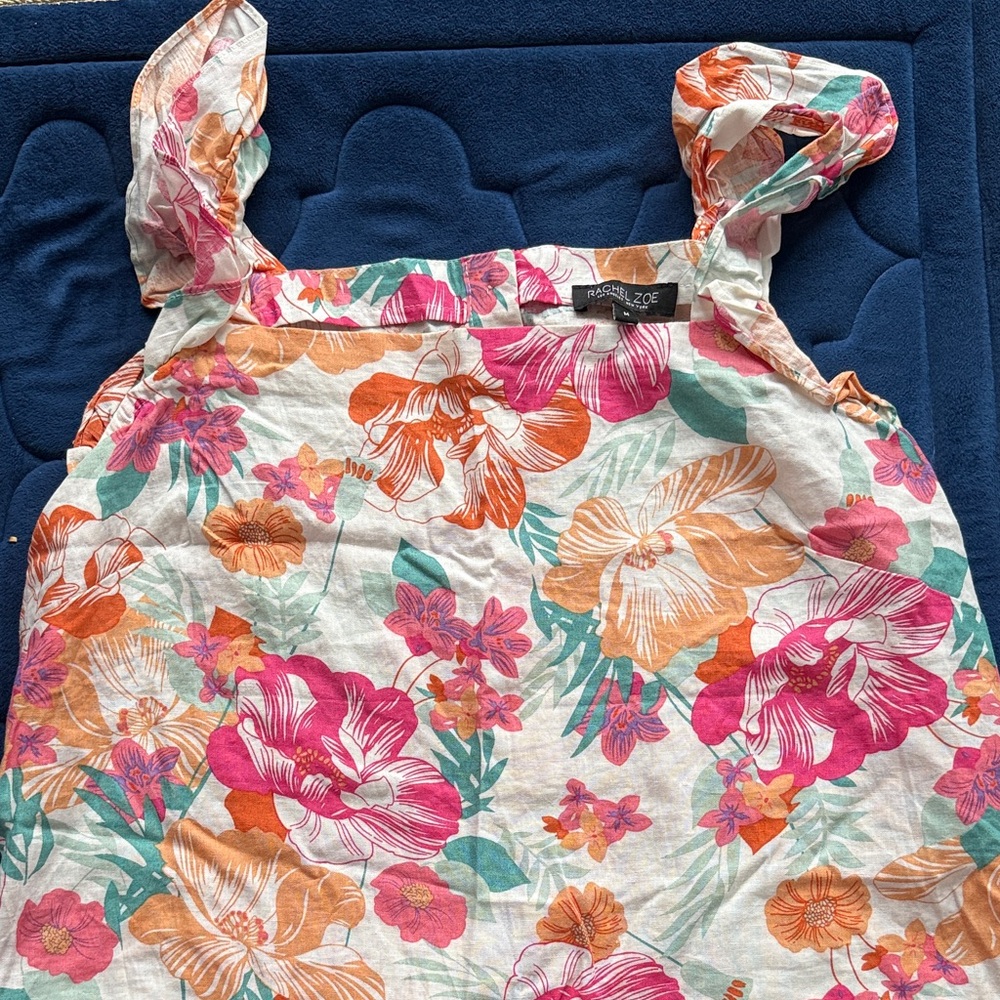 Rachel Zoe Floral Sleeveless Top with Pink and Orange Flowers